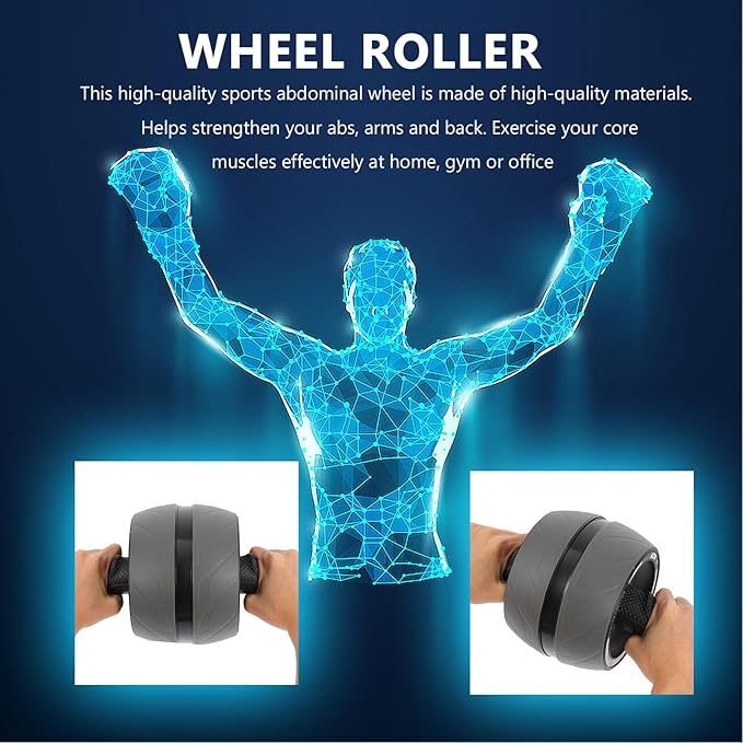 VICASKY Ab Roller Wheel with Automatic Rebound, Abs Workout Equipment with Extra Mat, Core Strengthening Fitness Wheel for Home Gym Training, Men and Women Abdominal Trainer