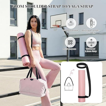 Timeet Expandable Gym Duffel Bag For Women with Yoga Mat Strap, 47L Sports Duffle Bag With Shoes Compartment&Dry Wet Pocket, Water Resistant Carry on Sports Weekend Travel Overnight Bag, Dusty Pink