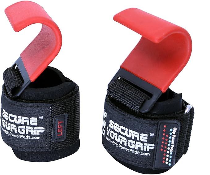 Weight Lifting Rod Hooks Heavy Duty Wrist Wraps Power Weight Lifting Training Gym Grips Straps Set of 2