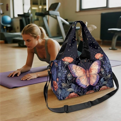 Gym Bag with Yoga Mat Holder Large Tote Bag With Multi Pockets for Women Men Dry Wet Separated Pocket Carryall Yoga Tote Bag for Pilates Travel Workout Office