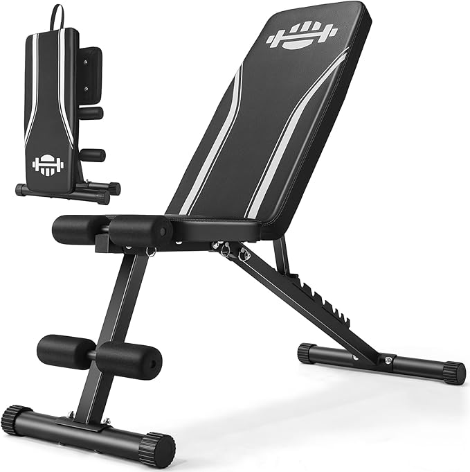 ANCHEER Basic Weight Bench for Home Gym, 660LBS Fast Foldable Workout Bench Press for Home Gym with 8 Adjustable Backrests Incline/Flat/Decline Full Body Strength Training - 2025 Upgrade