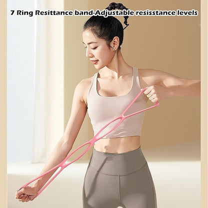 4 Ring Adjustable Loop Resistance Bands for Working Out Walk at Home，Workout Bands Exercise Stretch Band for Women&Men Fitness, Yoga, Pilates-Non-Slip, Home/Gym Use
