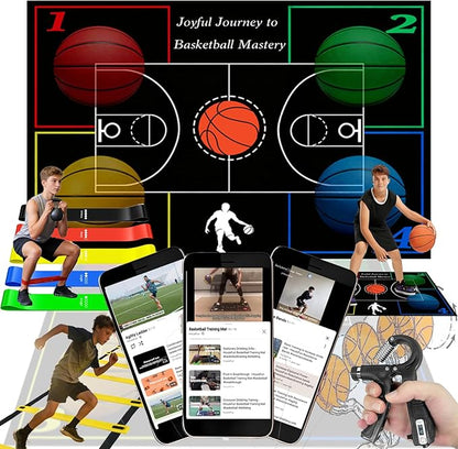 Basketball Training Equipment, Agility Footwork Training Mat, Dribble Trainer, Basketball Practice Aids to Improve Speed, Strength and Coordination