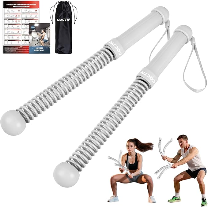 Weighted Ropeless Battle Ropes, Heavy Duty Portable Cordless Battle Ropes for Home Gym with Poster, Workout Exercise Rope for Strength Building, HIIT and Low-Impact Aerobic Training for Men & Women