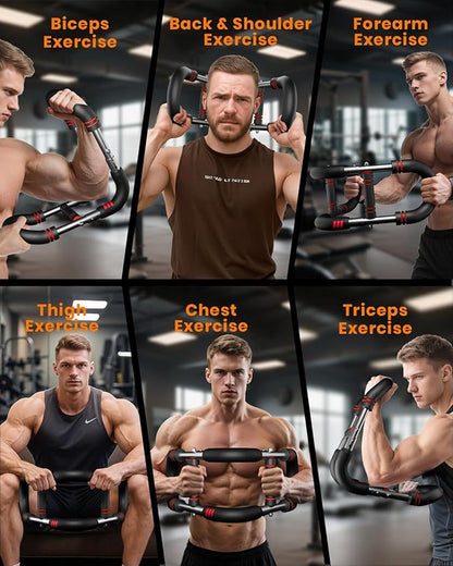 Upgraded Twister Arm Trainer, Adjustable Chest Workout Equipment, Portable Arm Exerciser for Upper Body Strength Training, Detachable Power Twister Bar for Home Gym Fitness