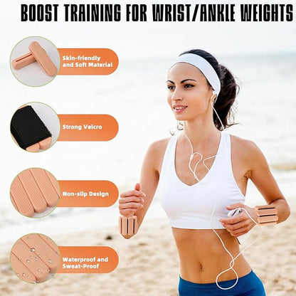 Ankle Weights for Women Men, Silicone Wrist Weights Set of 2 - Wearable Leg Weights/Arm Weights Ideal for for Home Gym Workout, Running, Yoga, Pilates, Barre, Exercise, Strength Training