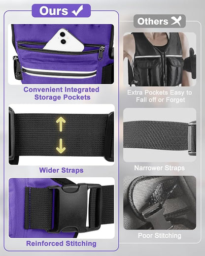 Weighted Vests for Women Men, 8 12 16 20 lb Weighted Vest with Storage Pockets, Rucking Vest with Reflective Stripe, Adjustable Straps Weight Vest for Running, Walking, Workout, Training