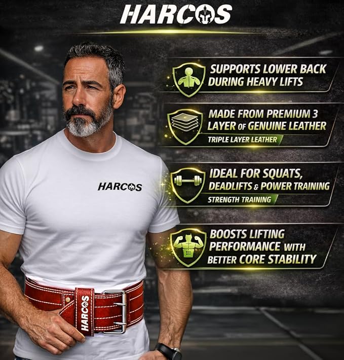 Harcos USPA/IPL Competition Approved 8mm Leather Weightlifting Belt for Men and Women - Heavy Duty Gym Belt for Lifting, Squats, Deadlifts, Powerlifting, Back Support IPF for Fitness Workout