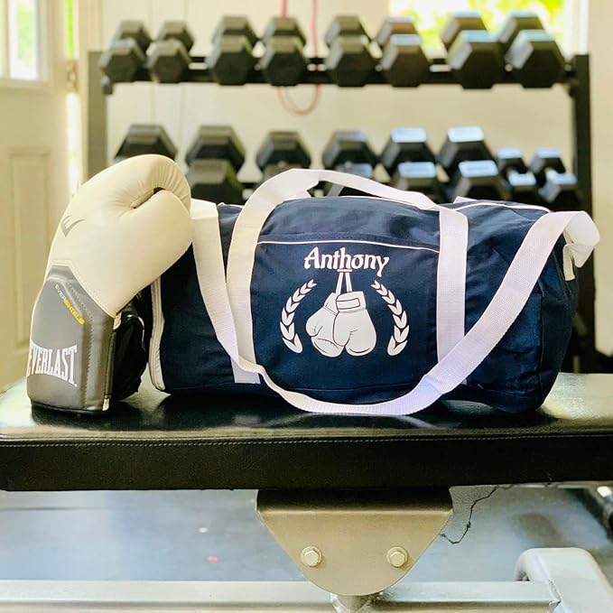 KishKesh Personalized Sports Roll Duffel Bag – Ideal for Boxing, Gym, Workout, Training, & Travel – Durable, Customizable Name & Text – Black, 18" x 10"