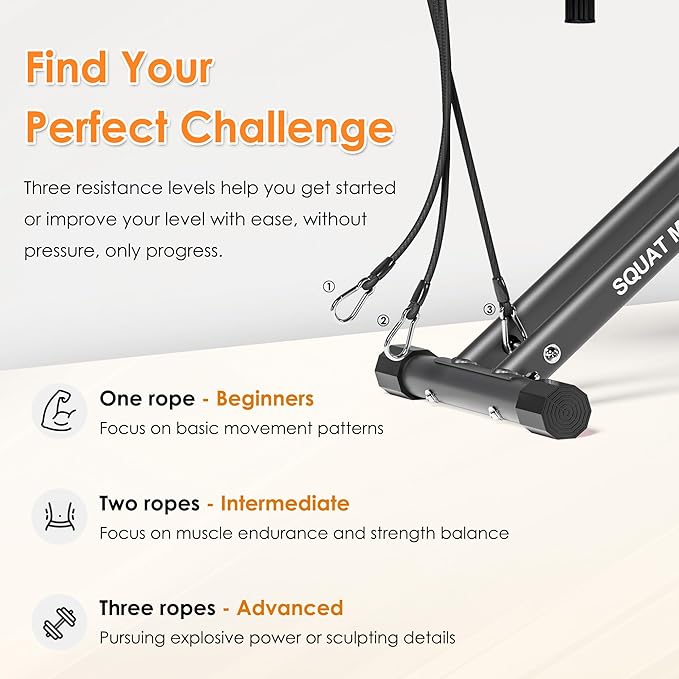 DlandHome Squat Machine, Squat Rowing Machine with Adjustable High-Strength Resistance Band for Home Gym, Foldable Leg Glute Trainer for Full Body 330lbs