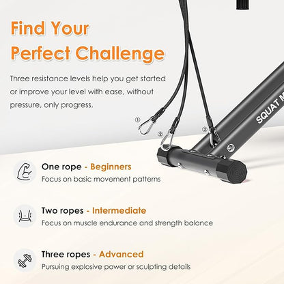 DlandHome Squat Machine, Squat Rowing Machine with Adjustable High-Strength Resistance Band for Home Gym, Foldable Leg Glute Trainer for Full Body 330lbs