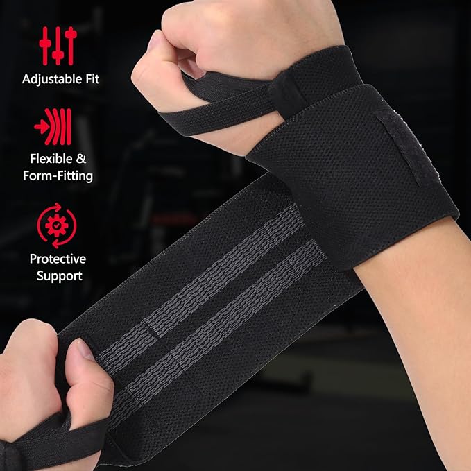 Wrist Wraps for Weightlifting & Lifting Straps Set for Strength Training, Deadlifting, Powerlifting Gym Straps, Durable Wrist Support for Men & Women