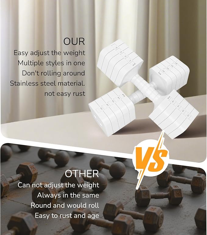 16LBS/20LBS Dumbbells Sets Adjustable Dumbbell Set Hand Weights for Women Men Free Weights Dumbbells Set Exercise Fitness dumbbell sets of 2 for Home Gym Workout Strength Training Equipments