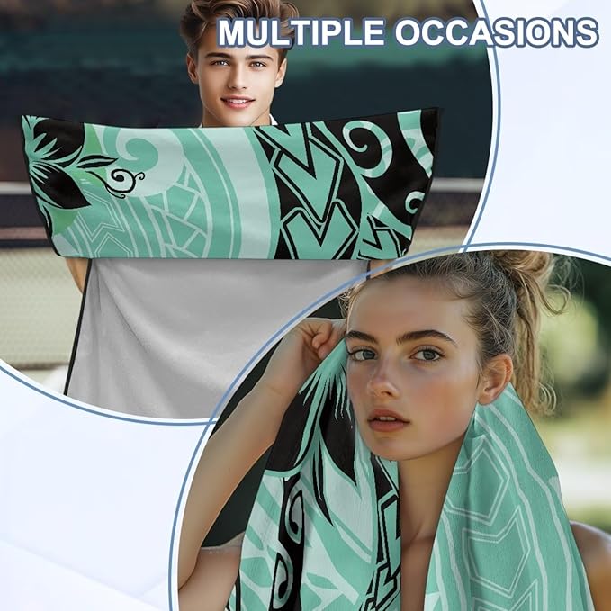 Bulopur Polynesia Tropical Frangipani Car Sweat Towel Seat Cover Washable Soft Turquoise Beach Towel for Women After Gym Yoga Poct Workout Outdoor Surfing Activities Removable Auto Accessories