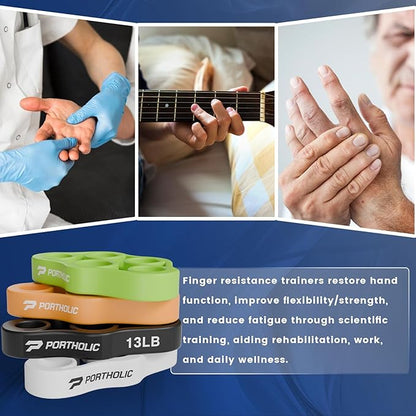 4 Pack Hand Exerciser Grip Strengthener, Finger Stretcher Hand Grip Resistance Bands Hand Strengthener Hand Strengthening Forearm Exerciser for Arthritis
