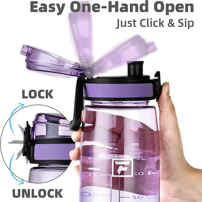 Fanhaw 32 oz Tritan Water Bottle with Chug Lid - Clear, BPA-Free, Lightweight, Wide Mouth, Leak-Proof, Perfect for Gym, Travel, School, Office, and Sports (Amethyst)