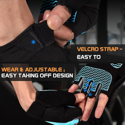 Workout Gloves for Women - Breathable Weight Lifting Gloves with Non-Slip Silicone Padding, Fingerless Gym Gloves for Cycling, Rowing, Pull Ups & Training (4 Sizes)