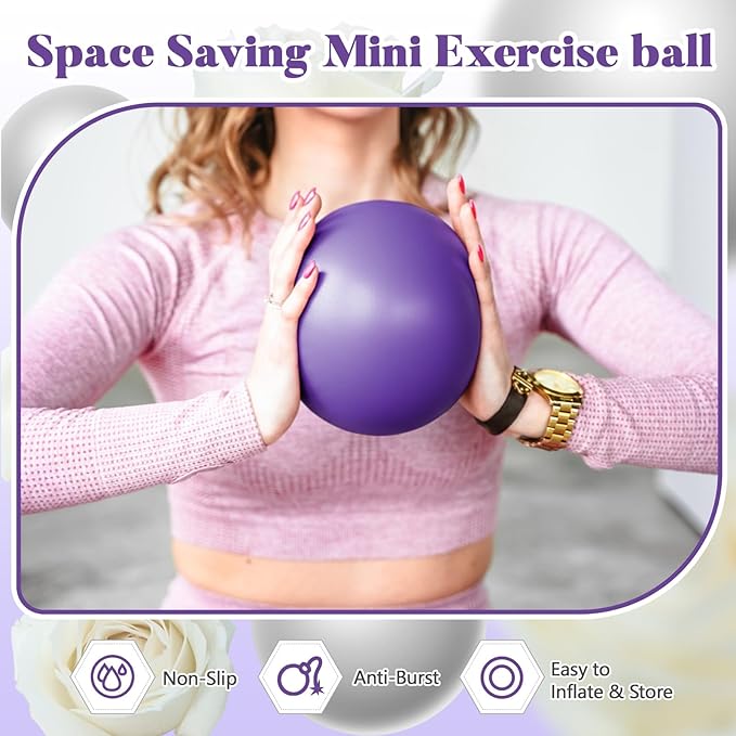 Sotiff 20 Pcs 9 Inch Pilates Ball Bulk Exercise Pilates Ball Mini Yoga Balls Therapy Core for Stability Barre Training Stretching Physical Posture Training Gym Workout with Inflation Tube