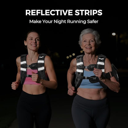 PACEARTH Weighted Vest,6lb/8lb/10lb/12lb/16lb/20lb/25lb/30lb Weight Vest with Reflective Stripe, Body Weight Vests for Women, Men, Weight Loss Workout, Strength Training, Running, Walking, Jogging