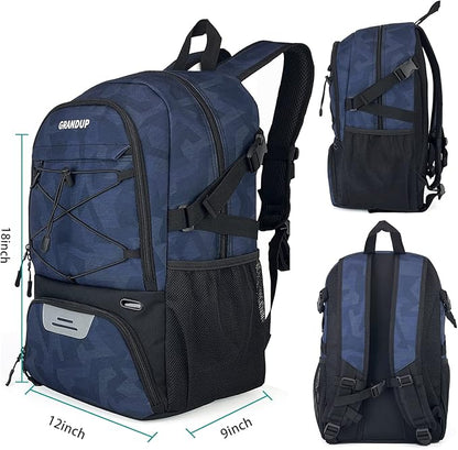 GRANDUP Basketball backpack with ball and shoes compartment Fit Volleyball, soccer, Swim, Gym, Travel, and School, large capacity sports training equipment bags