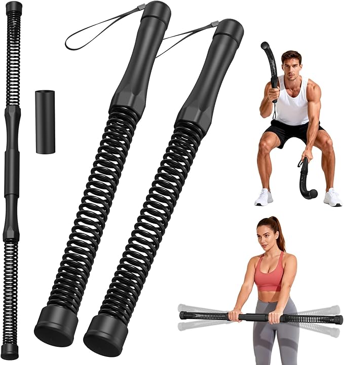 DERACY 2-in-1 Cordless Battle Ropes, Ropeless Battle Ropes for Home Gym, Portable Battle Rope, Home Workout Equipment for Men Women (Black)