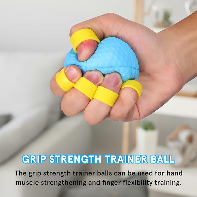 Luxshiny Grip Strength Trainer and Hand Exercise Balls Set, 10lb 20lb Resistance, Finger Strengthener for Physical Therapy and Forearm Workout, Portable Handgrips for Strength Training