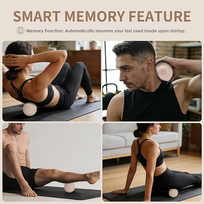 Heating Vibrating Massage Ball with 7 Modes & Memory Function for Myofascial Release, Deep Tissue and Trigger Point Muscle Therapy - Targets Back, Hip, Leg, Neck & Foot (Beige)