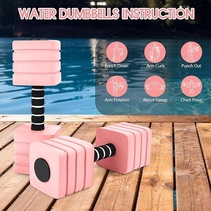Aquatic Exercise Dumbbells, 2PCS Foam Water Weights, Aerobic Exercise Fitness Equipment Dumbbell, Dumbbells Set for Water Aerobics Weight Loss, Pool Fitness, Underwater Exercise