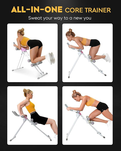 Ab Machine Abdominal Trainer Machine : Adjustable Ab Cruncher Foldable Core Strength Training Equipment Stomach Workout for Home Gym