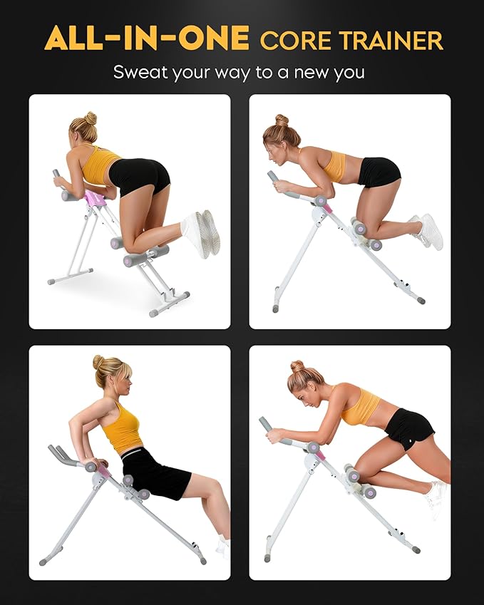 Ab Machine Abdominal Stomach Workout: Adjustable Ab Trainer Machine Ab Cruncher Core Strength Training Equipment for Home Gym Foldable for Women and Men