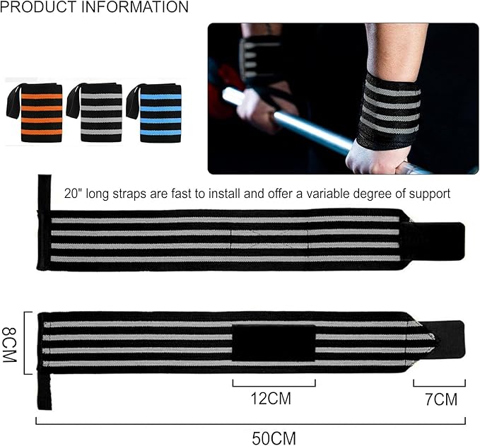 Wrist Wraps for Weightlifting 18" Professional Gym Wrist Straps for Lifting with Heavy Duty Thumb Loop Support for Powerlifting,Bench,Cross Training, Elastic Wrist Brace for Men Women Work Out