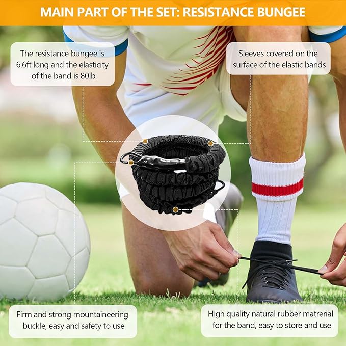 80lb Resistance Band Finess Training Set, Shoulder Belt Explosive Speed Agility Training Equipment Double People Physical Exercising Suit for Various Sports