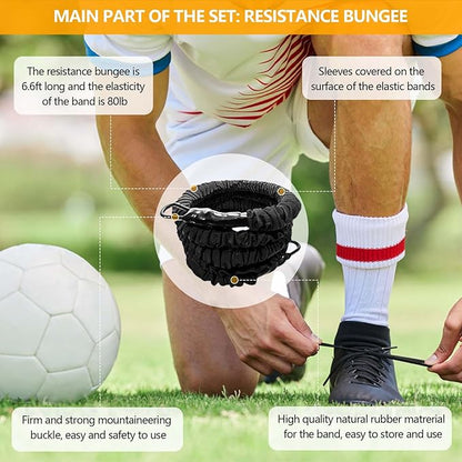 80lb Resistance Band Finess Training Set, Shoulder Belt Explosive Speed Agility Training Equipment Double People Physical Exercising Suit for Various Sports