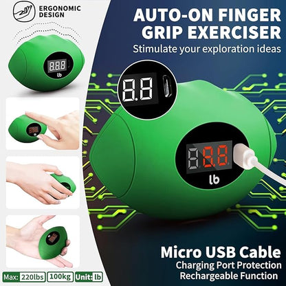 Hand Grip Strengthener, Rechargeable Digital Grip Strength Trainer with LCD Display Up to 220lbs/100kg, Silicone Hand Exercise Ball for Forearm Finger Training & Stress Relief, for Adults and Kids