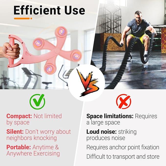 Arm Workout for Men and Women Weighted Ropeless Battle Rope for Home Gym Arm Trainer Workout Fitness Equipment 360° Hand-Crank Forearm Trainer for Full-Body HIIT, Low-Impact Aerobic Training