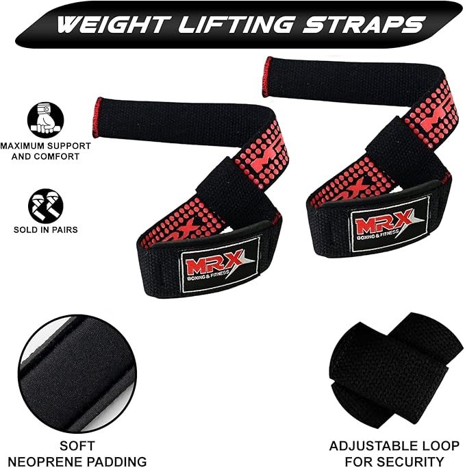 MRX Weight Lifting Bar Strap for Gym Workout Training Bodybuilding Deadlift Padded Straps Men/Women