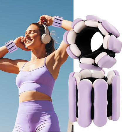 Wrist Ankle Weights for Women Men, Leg Arm Wrist Weights Bangles 1lb*2 2lb*2 Wearable Weights Pilates Weighted Bracelet for Strength Training Walking Swimming Yoga Physical Therapy