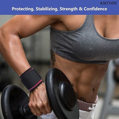 Wrist Brace, 2 PACK Wrist Wraps for Carpal Tunnel for Women, Highly Elastic Wrist Compression Support for Yoga/Gym/Fitness/Sports/Pain Relief/Weightlifting, Adjustable Wrist SweatBands-Magenta Red