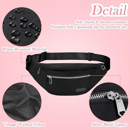 MAXTOP Large Crossbody Fanny Pack with 4-Zipper Pockets,Gifts for Enjoy Sports Festival Workout Traveling Running Casual Hands-Free Wallets Waist Pack Phone Bag Carrying All Phones