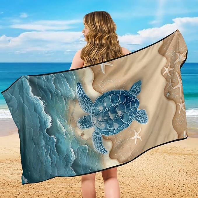 Bulopur Removable Car Sweat Towel Front Seat Cover Beach Sea Turtle Bucket Car Towel Seat Cover for Post Gym Workout Running Swimming Beach Hiking