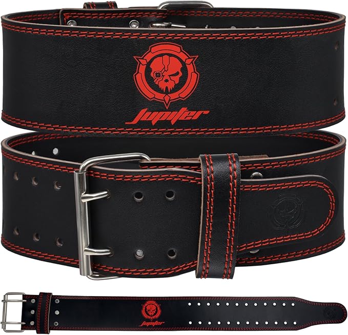 Weight lifting Belt (6mm Thick) - Genuine leather, offering back support. Double-pronged buckle, ideal for weightlifting, powerlifting, squats and deadlifts