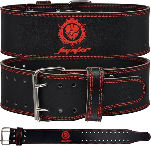 Weight lifting Belt (6mm Thick) - Genuine leather, offering back support. Double-pronged buckle, ideal for weightlifting, powerlifting, squats and deadlifts