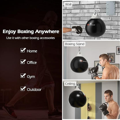 Goplus Water Aqua Bag, 21'' 180 Pound /18” 110 Pound Heavy Punching Bag with Adjustable Metal Chain, Water Injection Hose, Boxing Training Bag for Adults Fitness, MMA