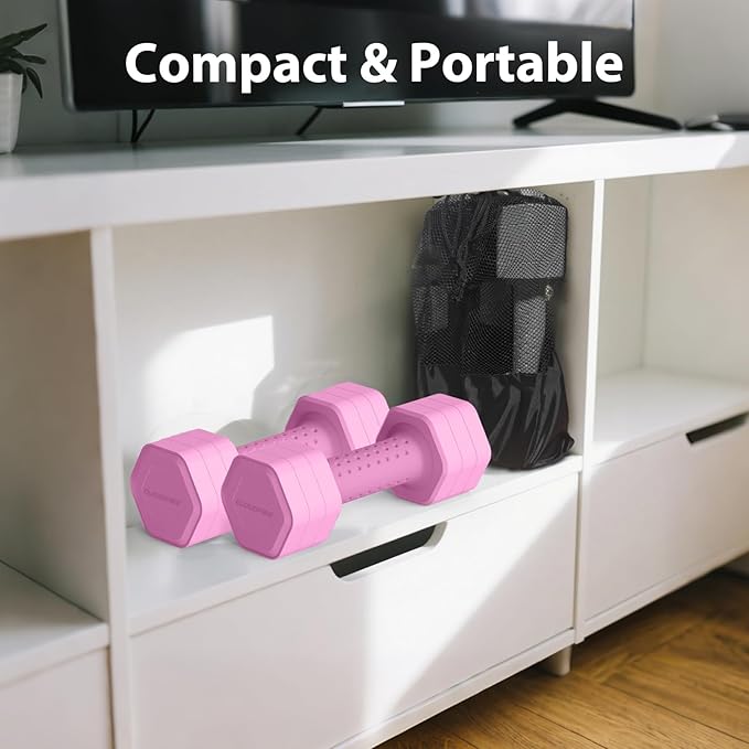 Adjustable Dumbbell Set of 2, 4 in 1 Free Weights Dumbbells Set, Hand Weights for Women at Home, 5 lb Dumbbells Set with Non-slip Comfort Handle for Home Gym Exercise Workout Training