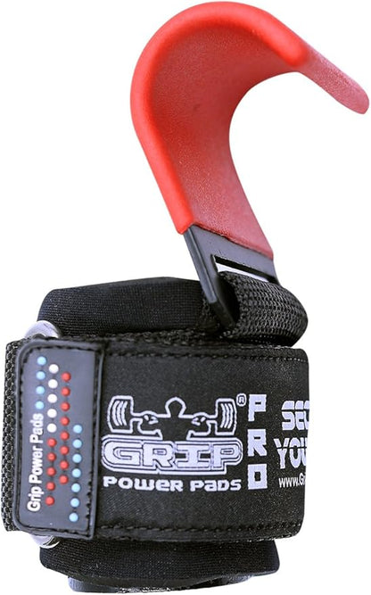 Weight Lifting Rod Hooks Heavy Duty Wrist Wraps Power Weight Lifting Training Gym Grips Straps Set of 2