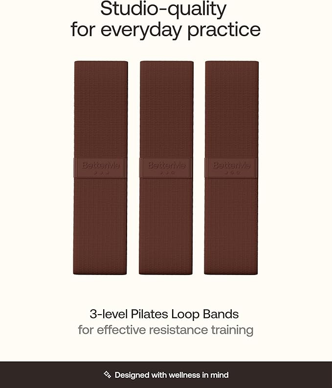 BetterMe Pilates Loop Bands – Resistance Bands Set for Women – Elastic Workout Bands for Glutes, Legs & Core – Home Fitness & Exercise Bands