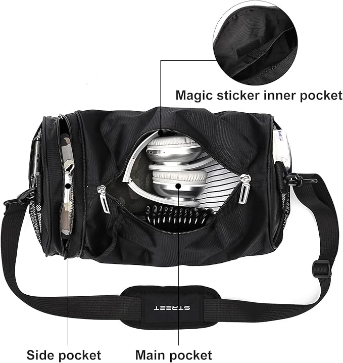 Small Sports Gym Bag Workout Lightweight Duffel Bags for Men and Women Black X-Small