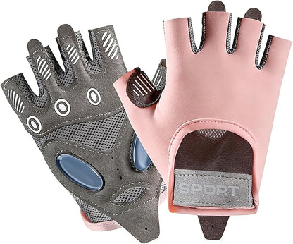 Fingerless Cycling Gloves Women Anti-Slip Shockproof Mesh Lightweight Workout Gloves Gym Exercise Fitness Rowing