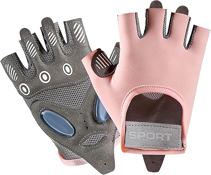Fingerless Cycling Gloves Women Anti-Slip Shockproof Mesh Lightweight Workout Gloves Gym Exercise Fitness Rowing