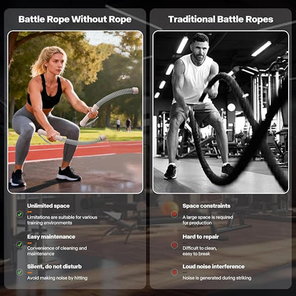 Ropeless Battle Ropes for Home Gym - Portable Cordless Training Rope Fitness Equipment for Men & Women, Weighted Workout Ropes for HIIT, Home and Travel Exercise Equipment